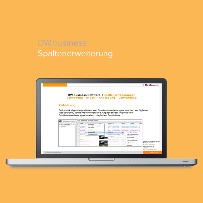 DW.business Software Spaltenerweiterungen verwalten