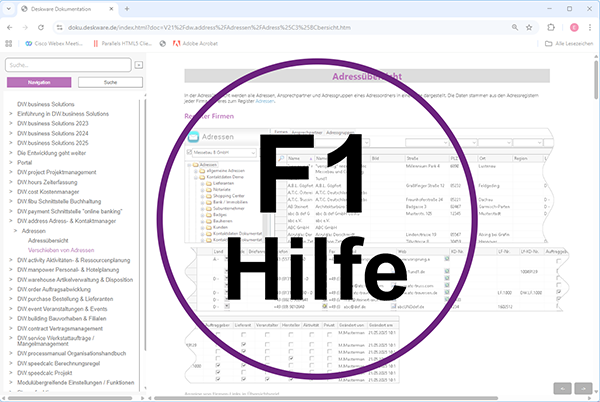 F1 - DW.business Software online Hilfe