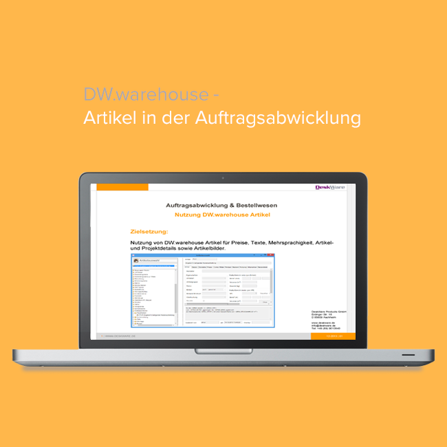 DW.warehouse Artikel in Auftragsabwicklung