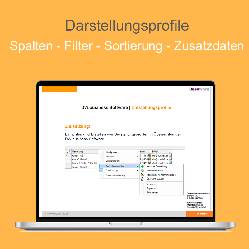 Darstellungsprofile der DW.business Software
